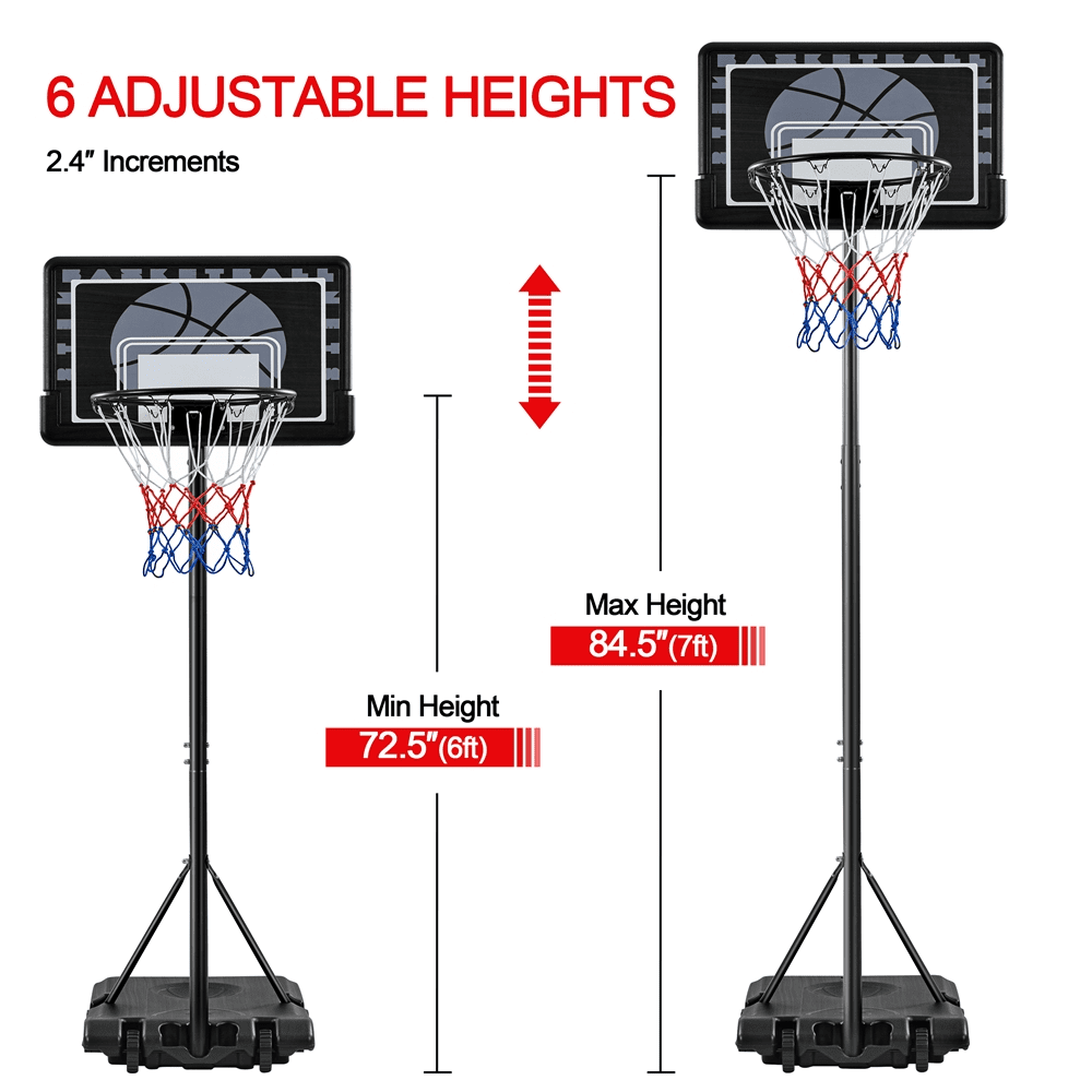 7 ft Adjustable Height Basketball Hoop - Rectangle Black Backboard–  Magshion Furniture